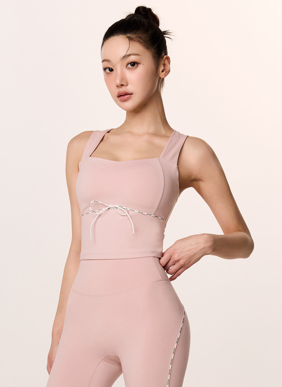 Comfort Fine Logo Piping Crop - Muhly Pink