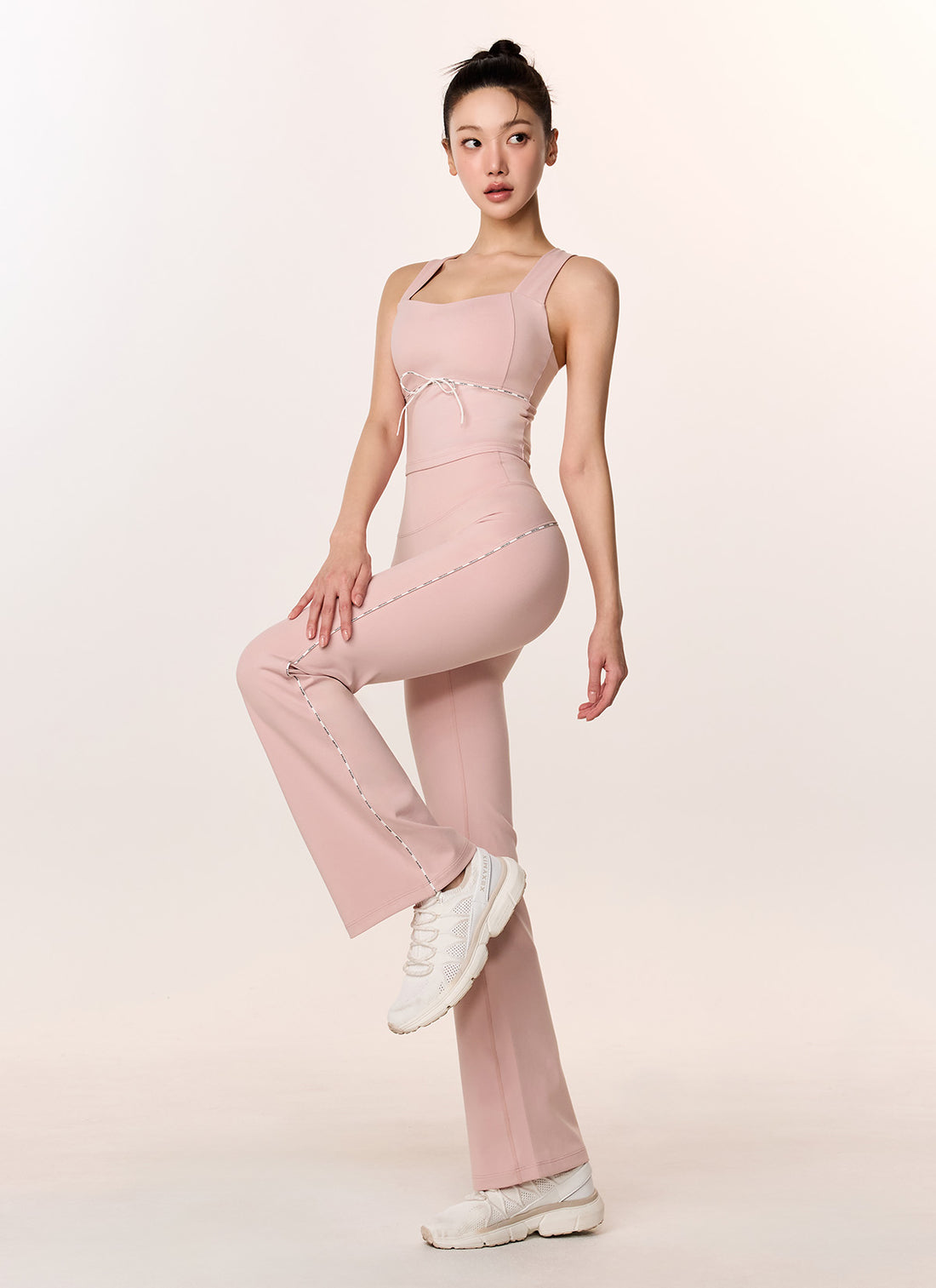 Comfort Fine Logo Piping Crop - Muhly Pink