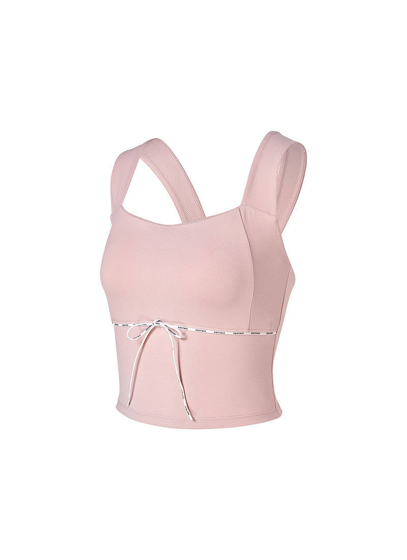Comfort Fine Logo Piping Crop - Muhly Pink