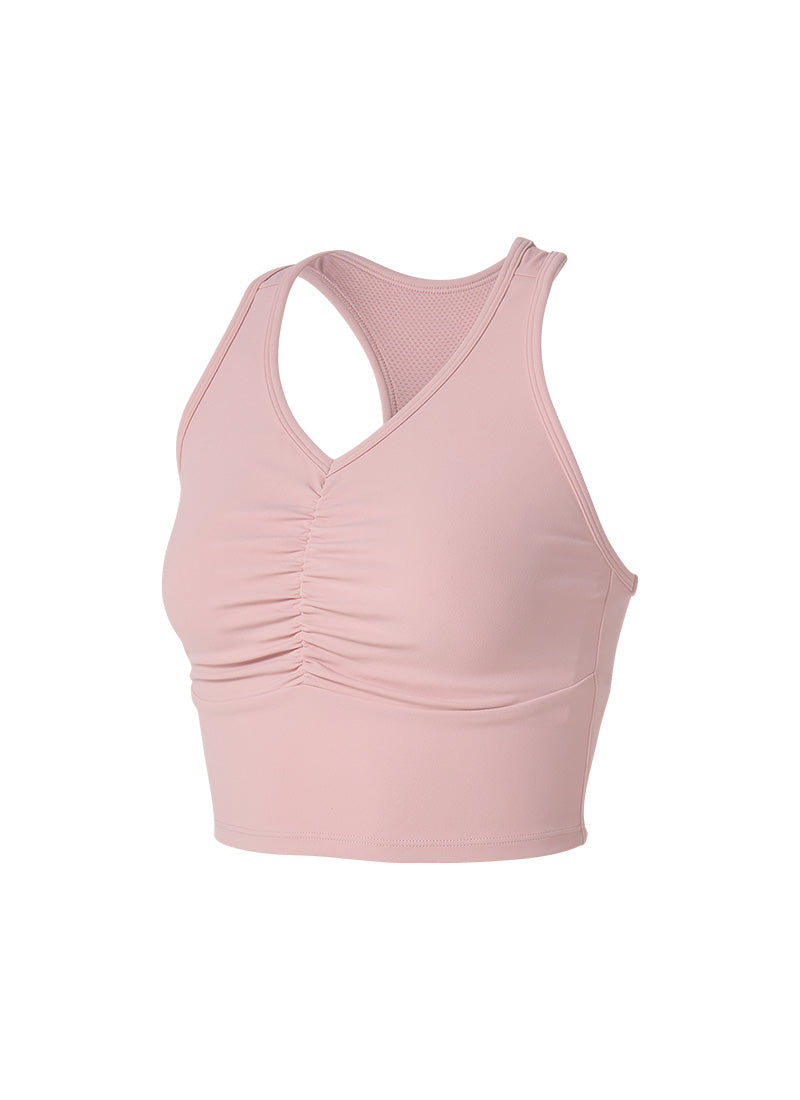 Black Label Signature Power Rise Shirring Crop Top -  Fog Pink