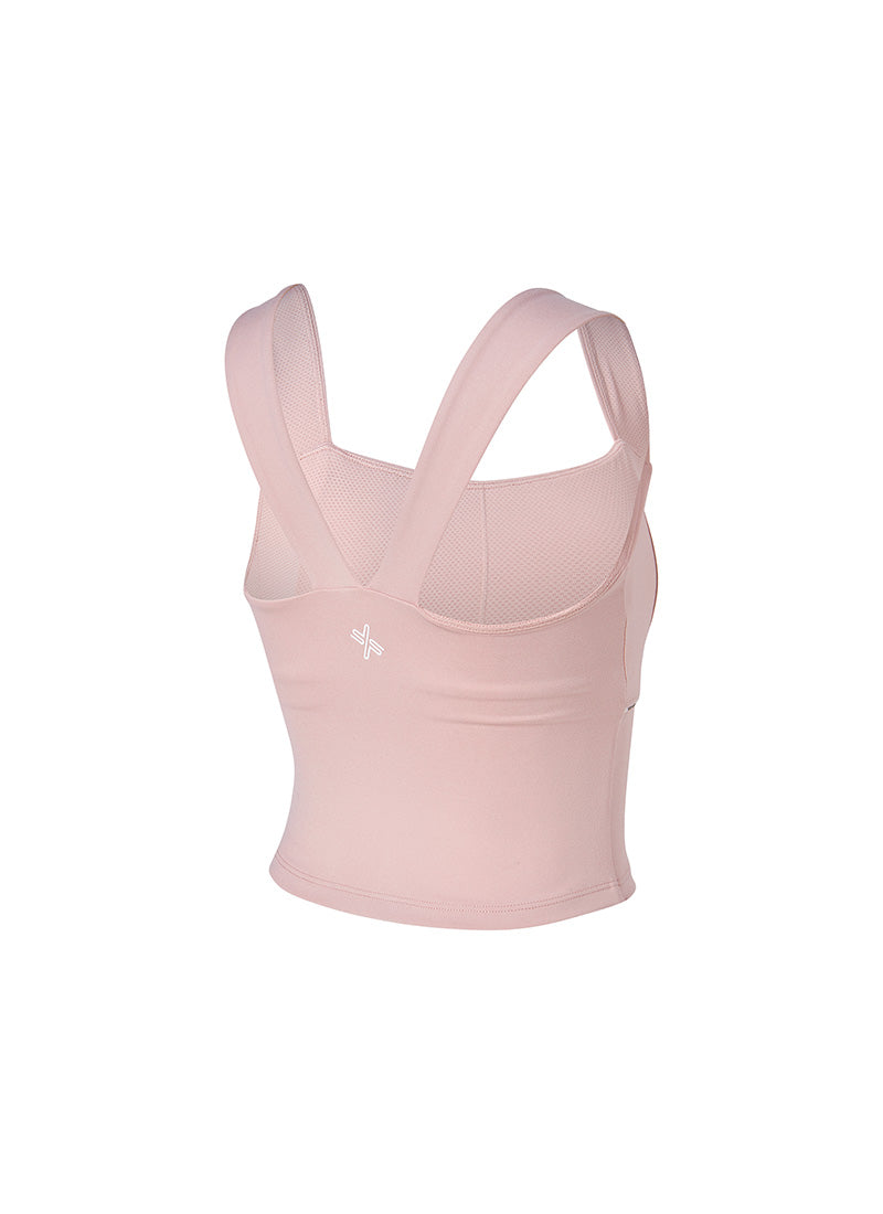 Comfort Fine Logo Piping Crop - Muhly Pink