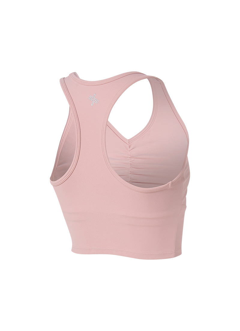 Black Label Signature Power Rise Shirring Crop Top -  Fog Pink