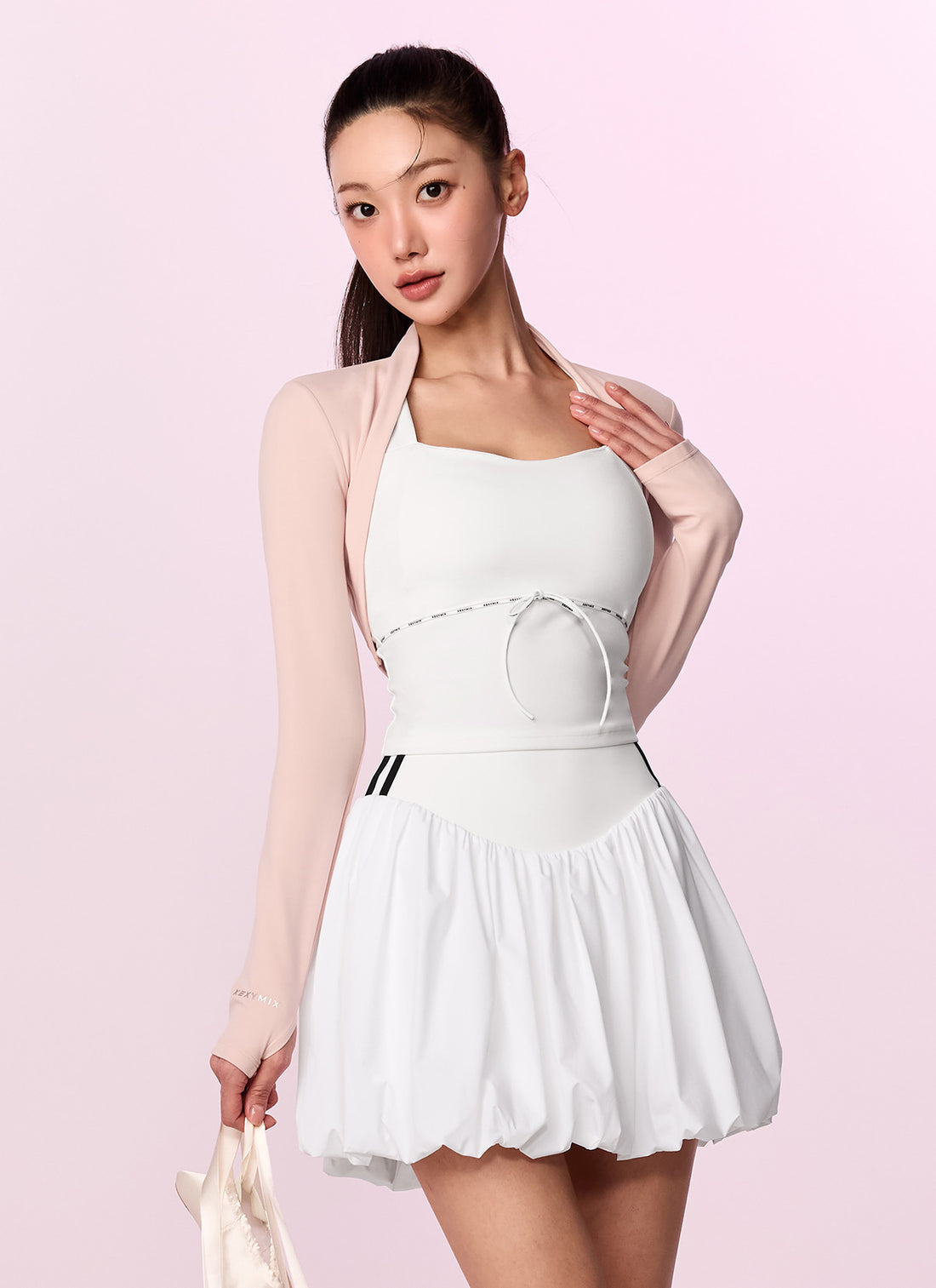 Comfort Fine Logo Piping Crop - White Ivory