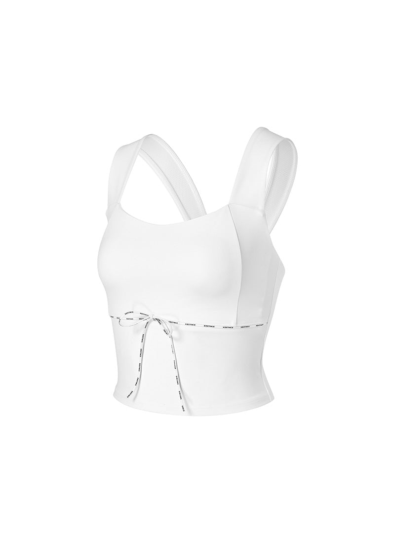 Comfort Fine Logo Piping Crop - White Ivory