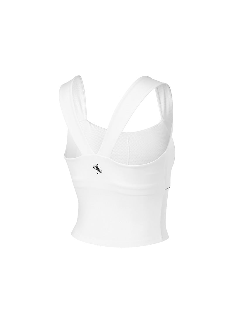 Comfort Fine Logo Piping Crop - White Ivory