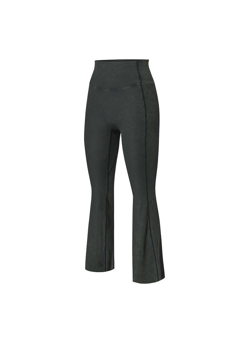 Washing Ribbed Flare Boots Cut Leggings - Washing Yellow Black