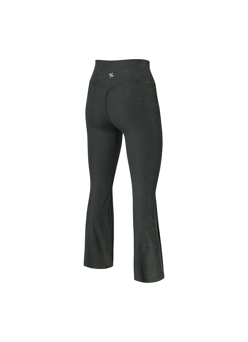 Washing Ribbed Flare Boots Cut Leggings - Washing Yellow Black