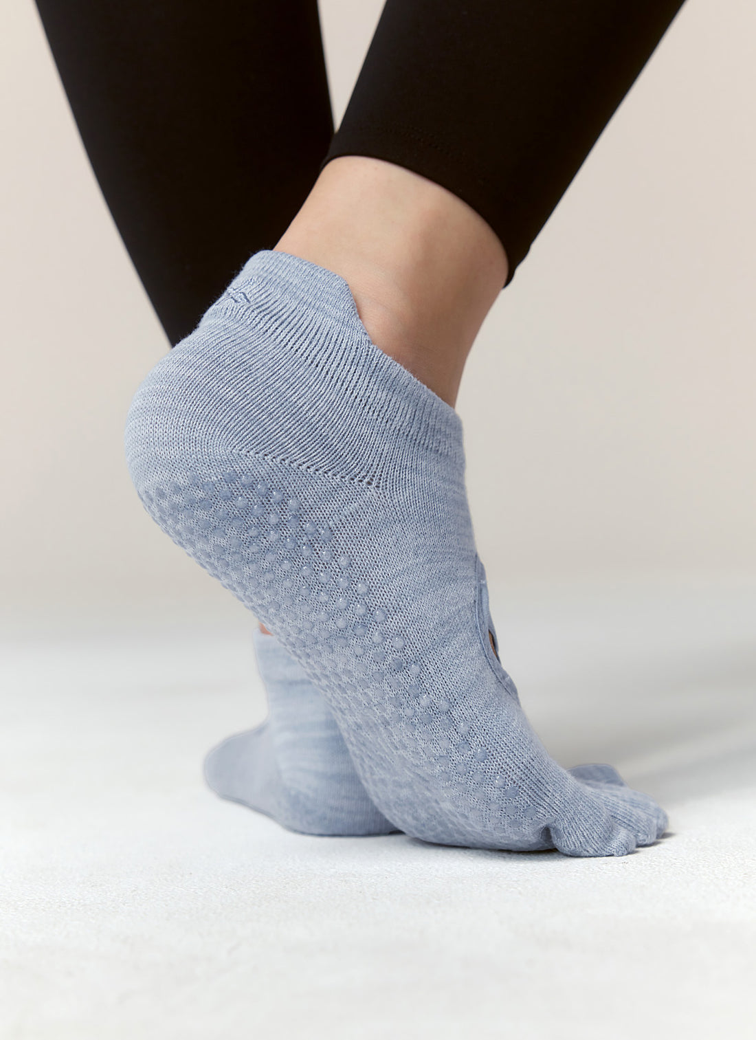 Black Label Melange Five-Toe Yoga Socks - Melange Blue Bay