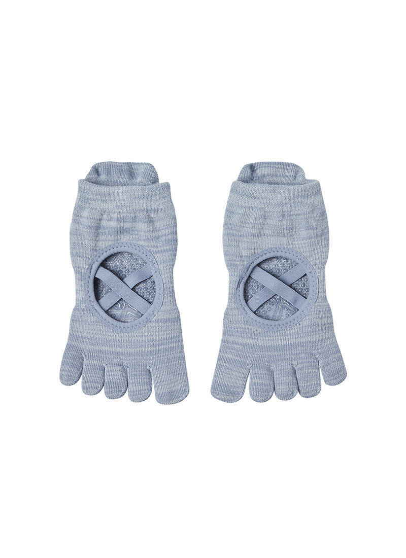 Black Label Melange Five-Toe Yoga Socks - Melange Blue Bay