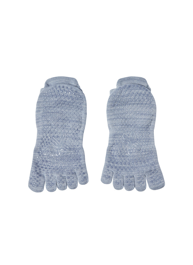 Black Label Melange Five-Toe Yoga Socks - Melange Blue Bay