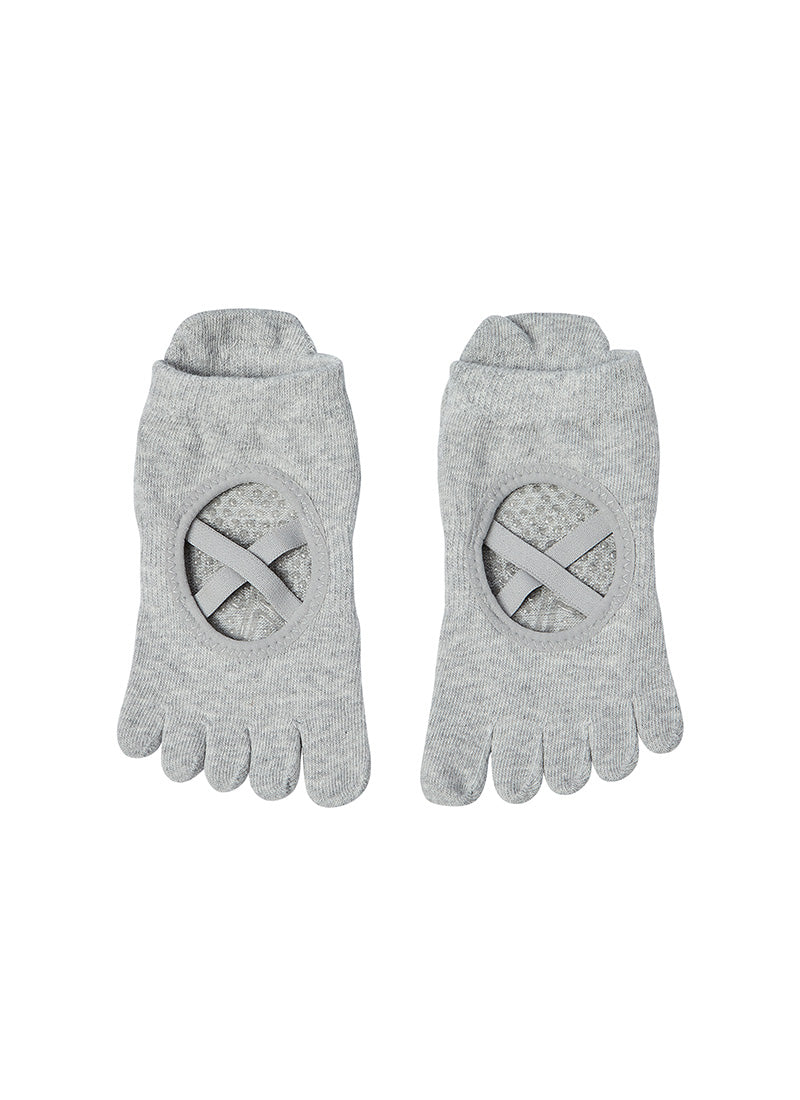 Black Label Melange Five-Toe Yoga Socks - Melange Gray