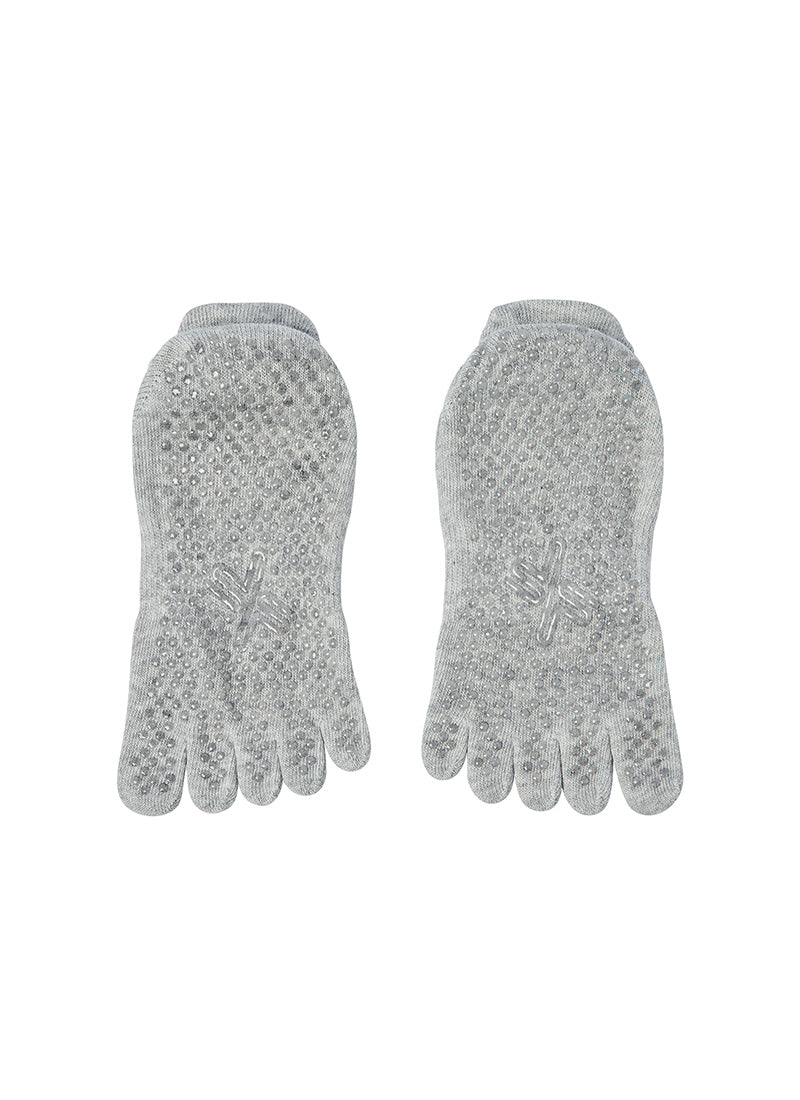 Black Label Melange Five-Toe Yoga Socks - Melange Gray