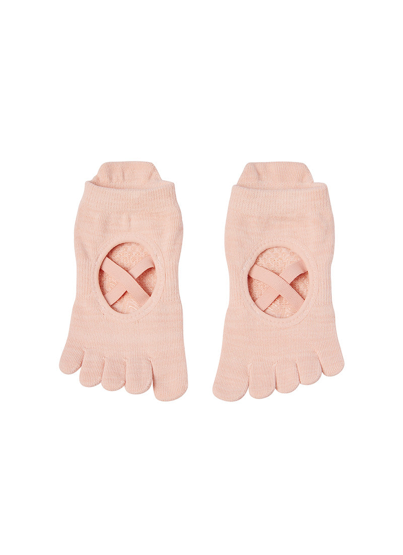 Black Label Melange Five-Toe Yoga Socks - Melange Fluffy Pink