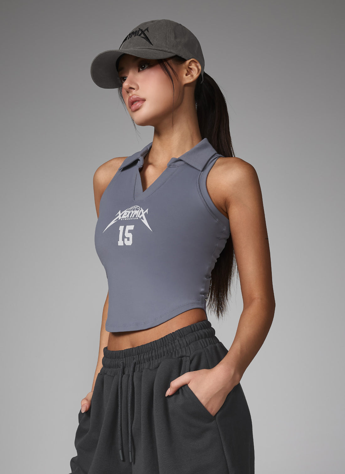 NX Sporty Lettering Ball Cap - Charcoal Gray