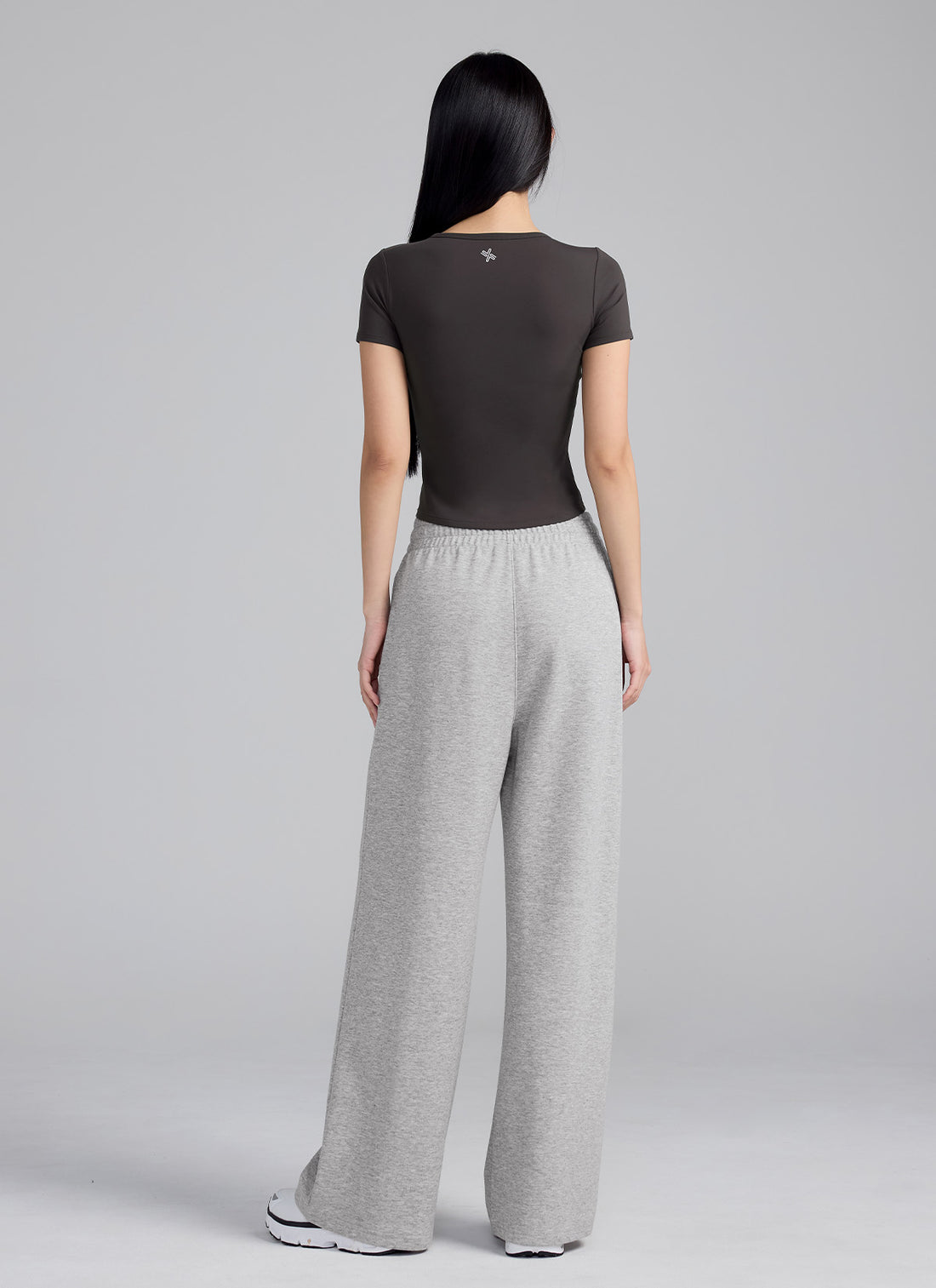 Fine Cotton Wide Pants - Melange Gray
