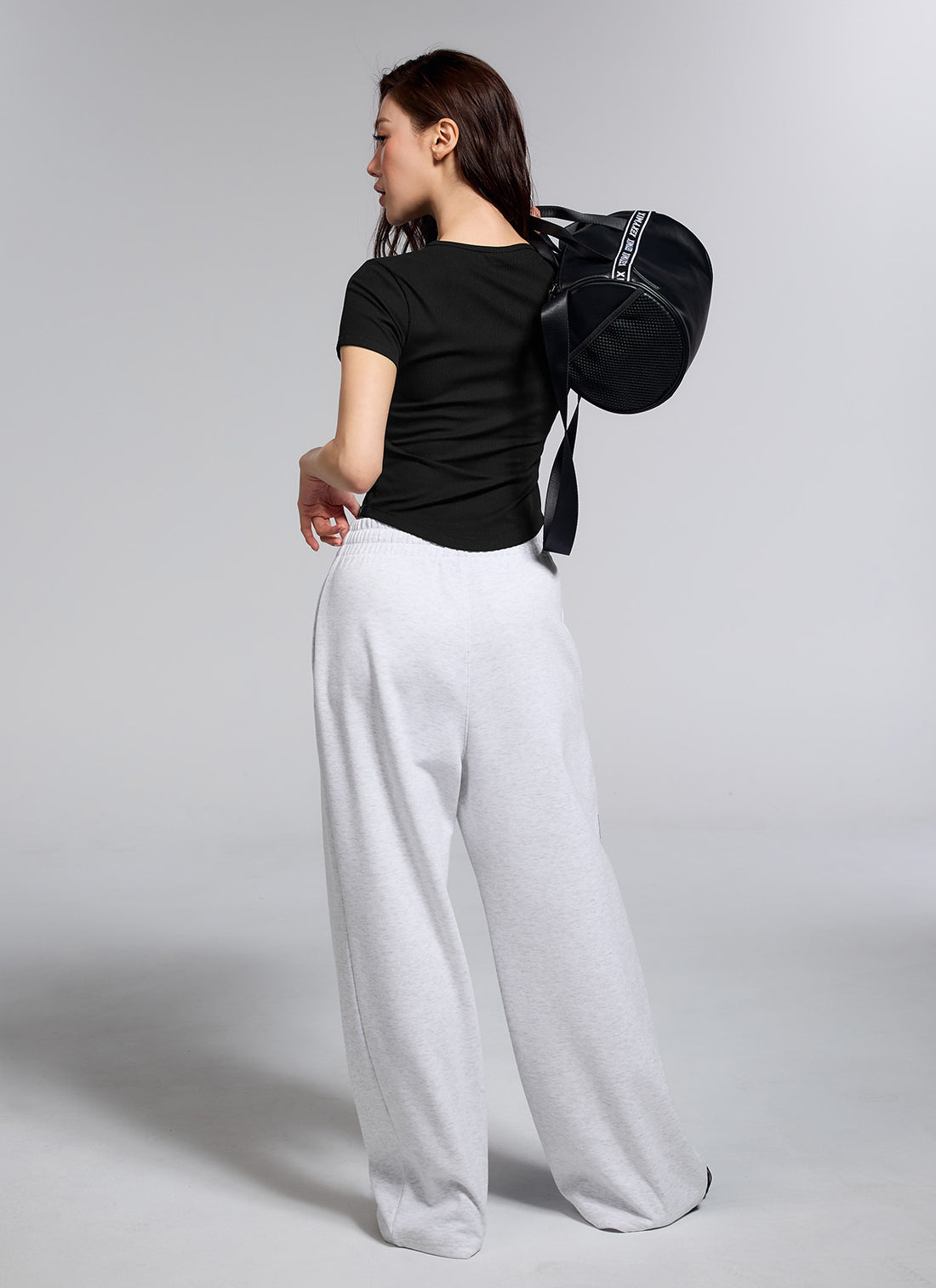 Fine Cotton Wide Pants - Light Melange