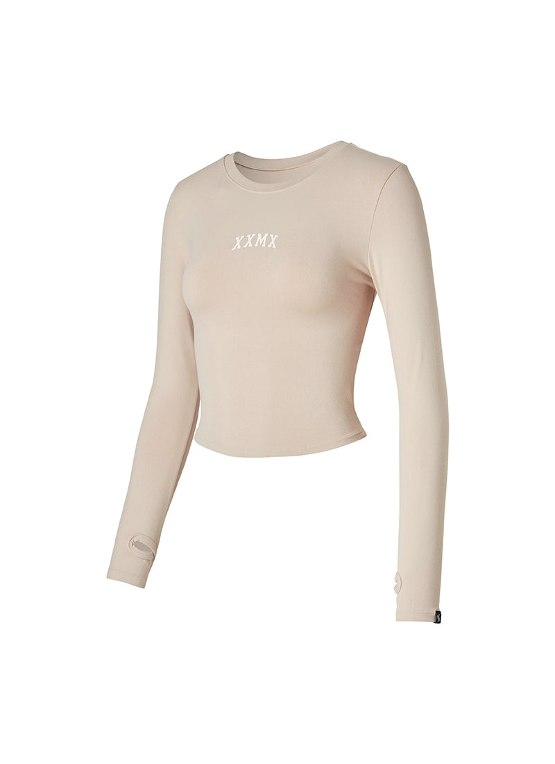 Cotton Like Finger Hole Long Sleeve - Doeskin Beige