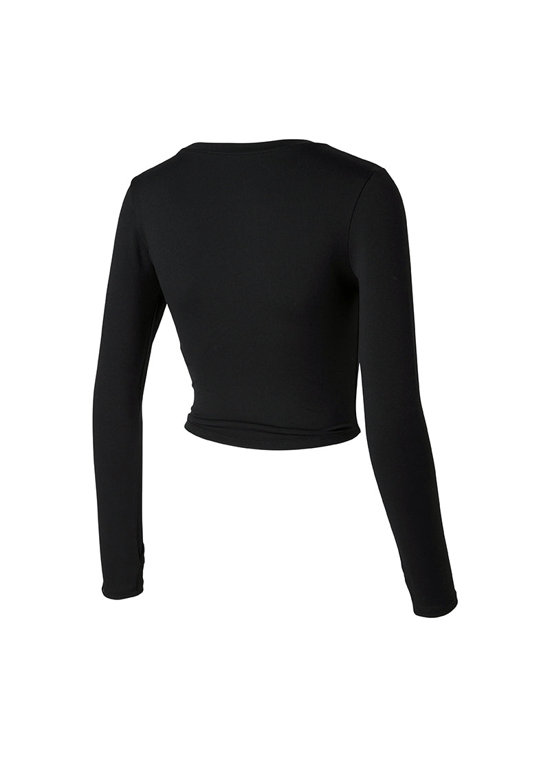 Cotton Like Finger Hole Long Sleeve - Black