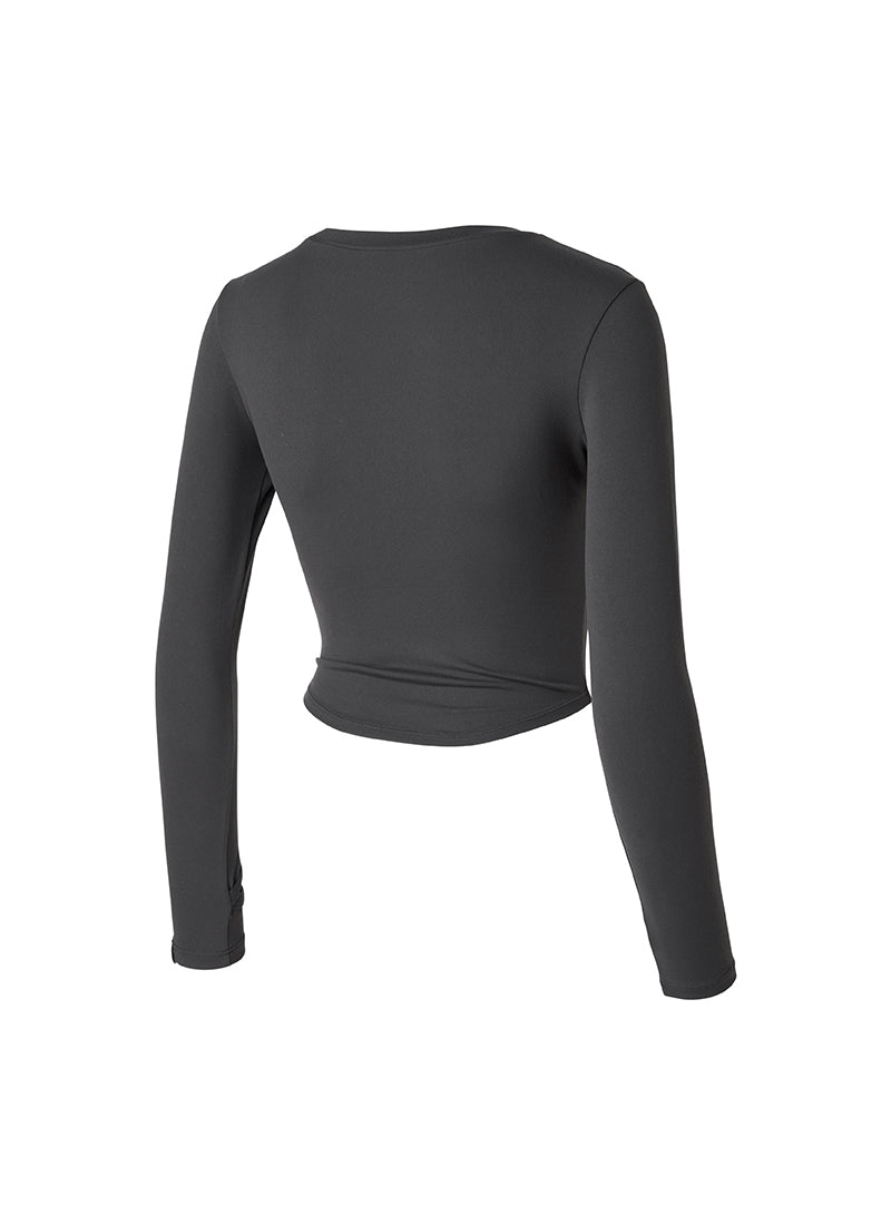 Cotton Like Finger Hole Long Sleeve - Jet Chacoal