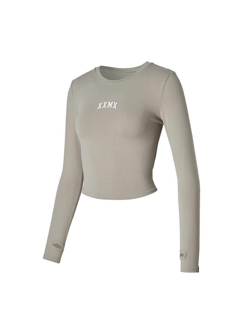 Cotton Like Finger Hole Long Sleeve - Shimmer Gray