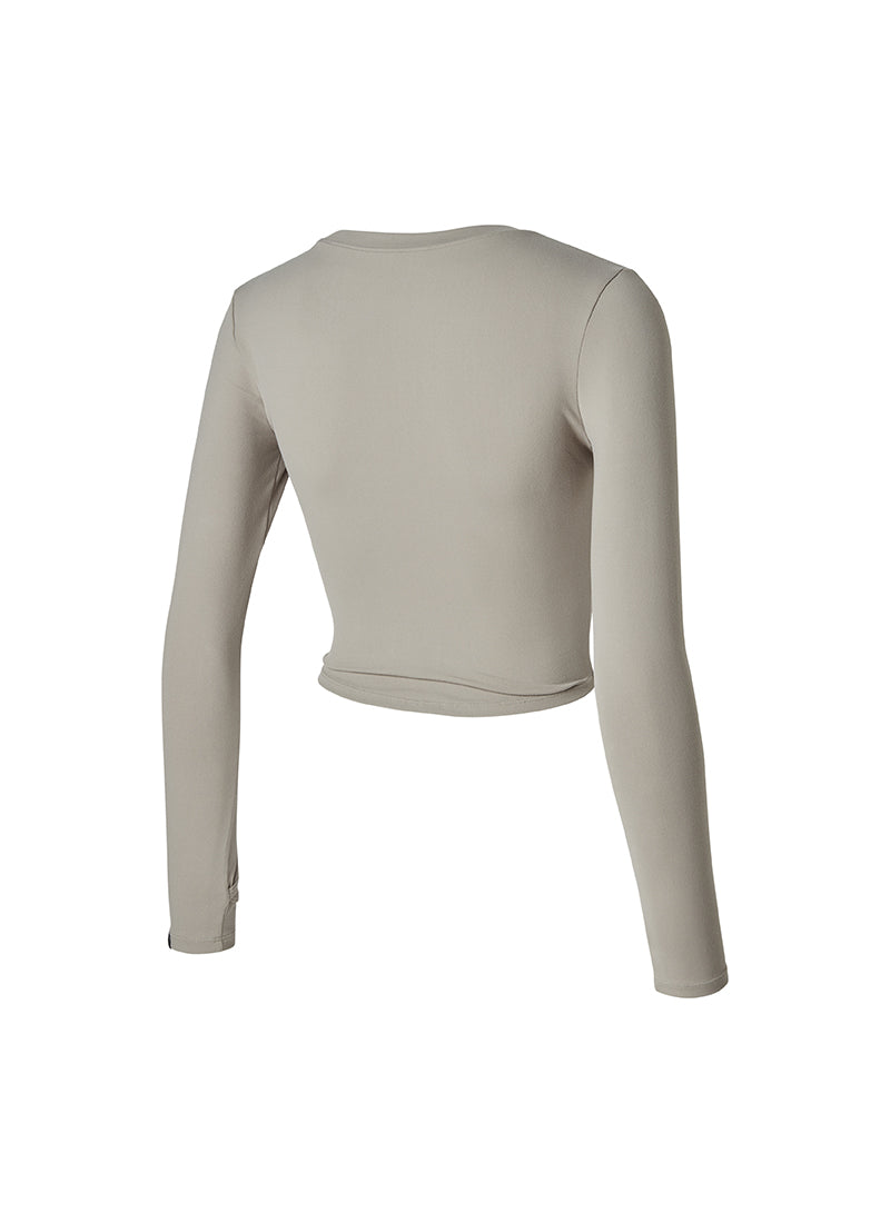Cotton Like Finger Hole Long Sleeve - Shimmer Gray