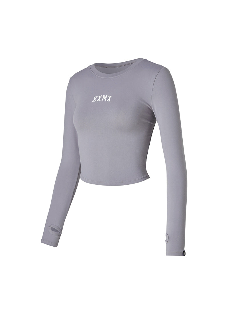 Cotton Like Finger Hole Long Sleeve - Milky Purple