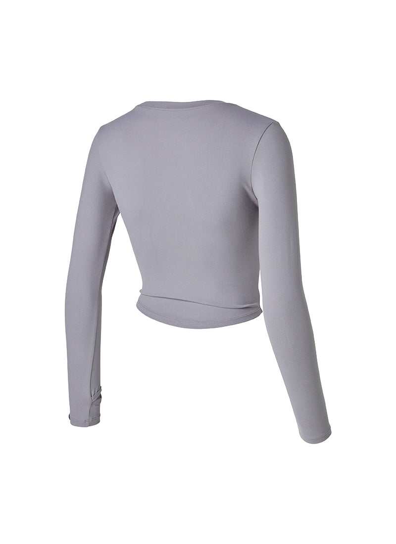 Cotton Like Finger Hole Long Sleeve - Milky Purple