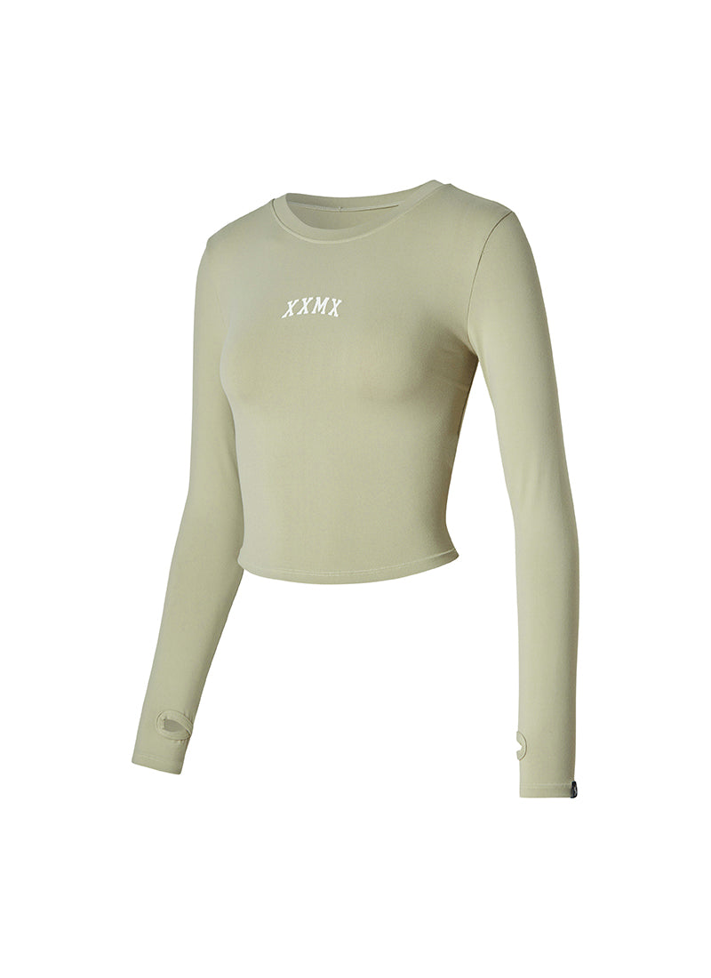 Cotton Like Finger Hole Long Sleeve - Sage Moss
