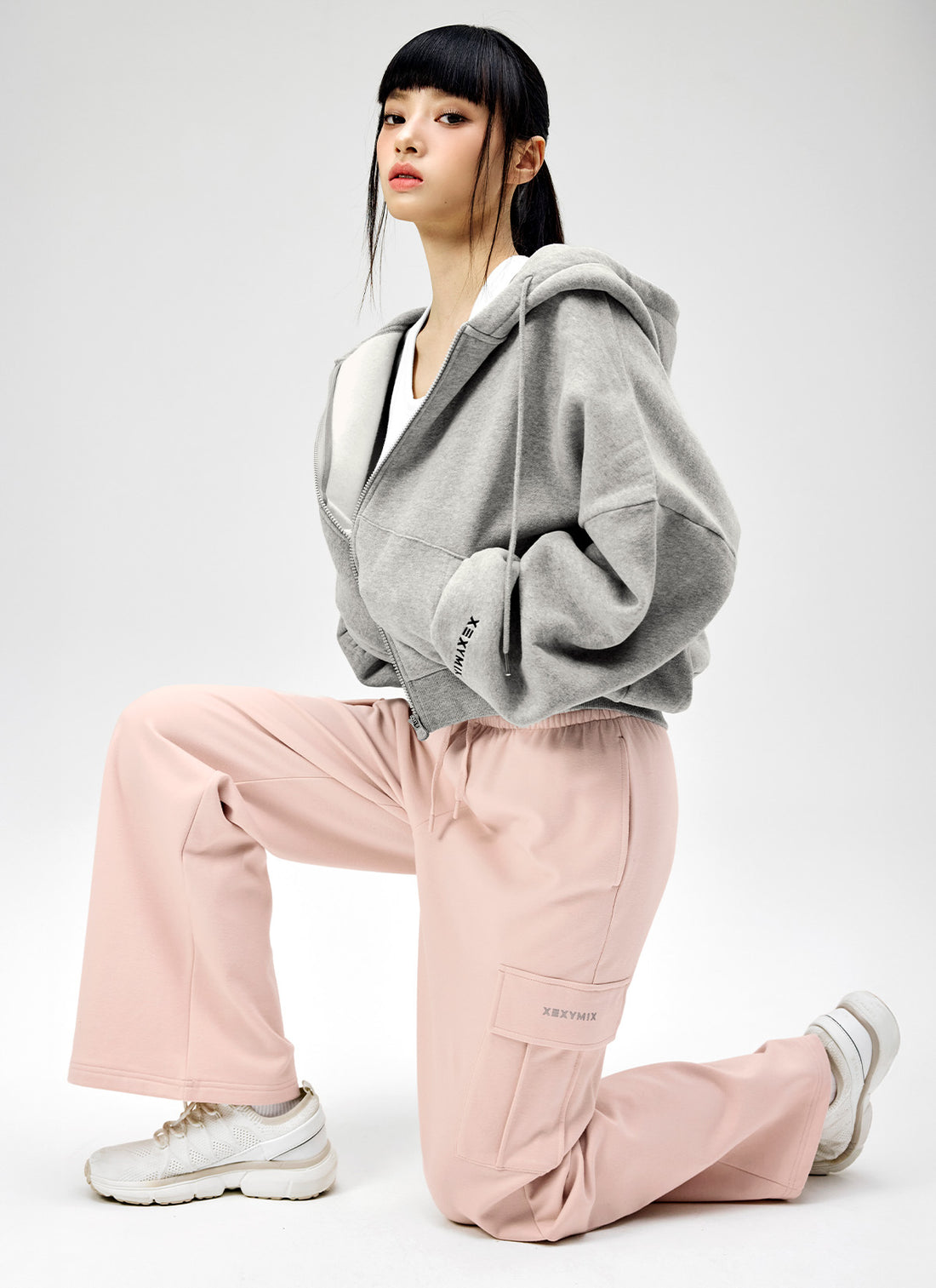 Napping Hood Zip-up - Melange Gray