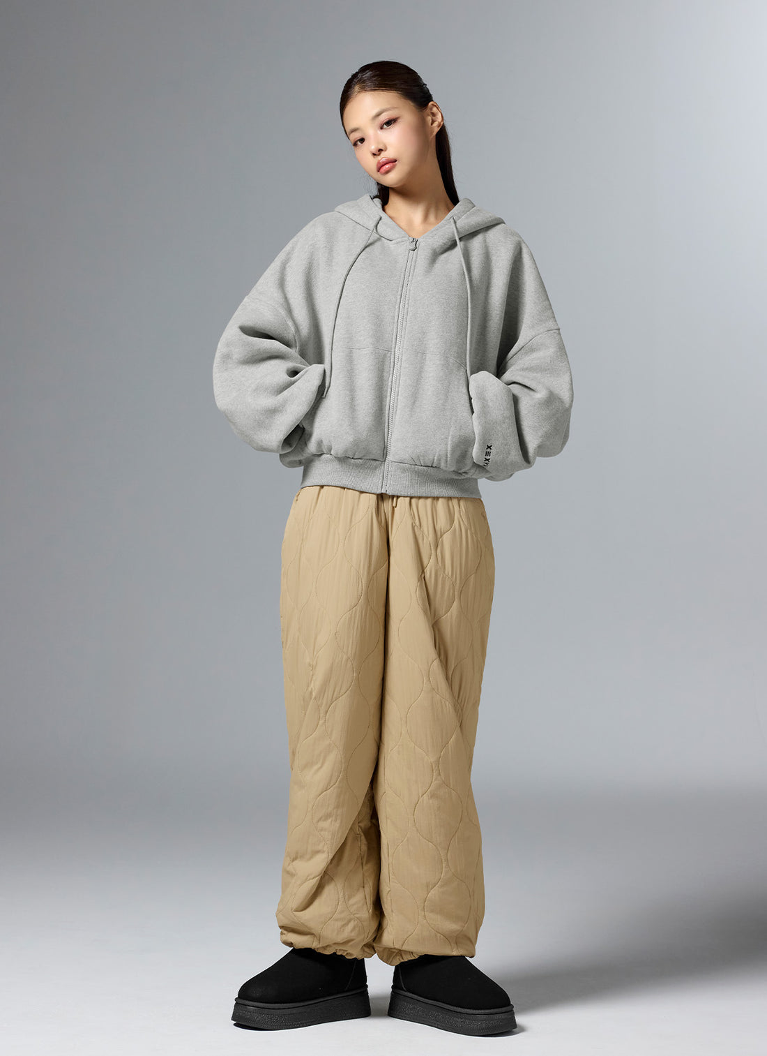 Napping Hood Zip-up - Melange Gray