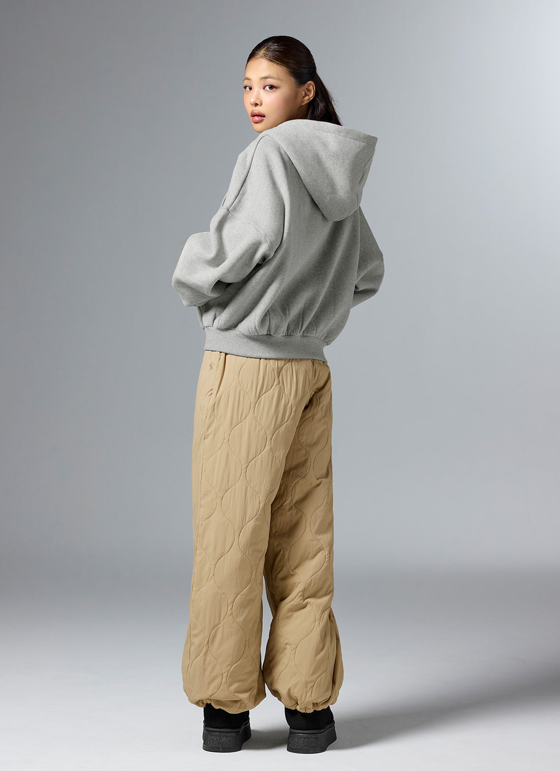 Napping Hood Zip-up - Melange Gray