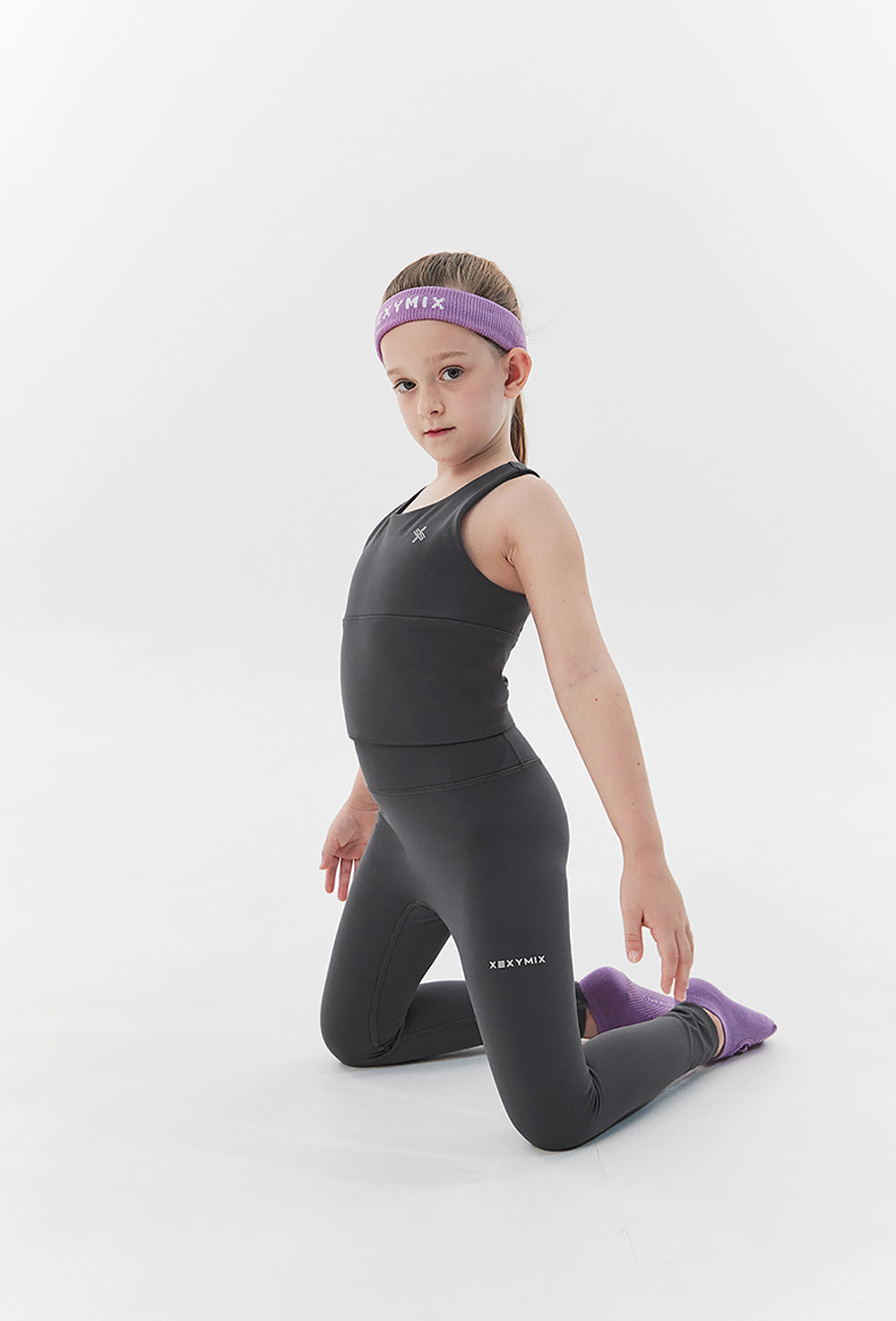 XELLA Kids Crop Bra Top - Shark Grey