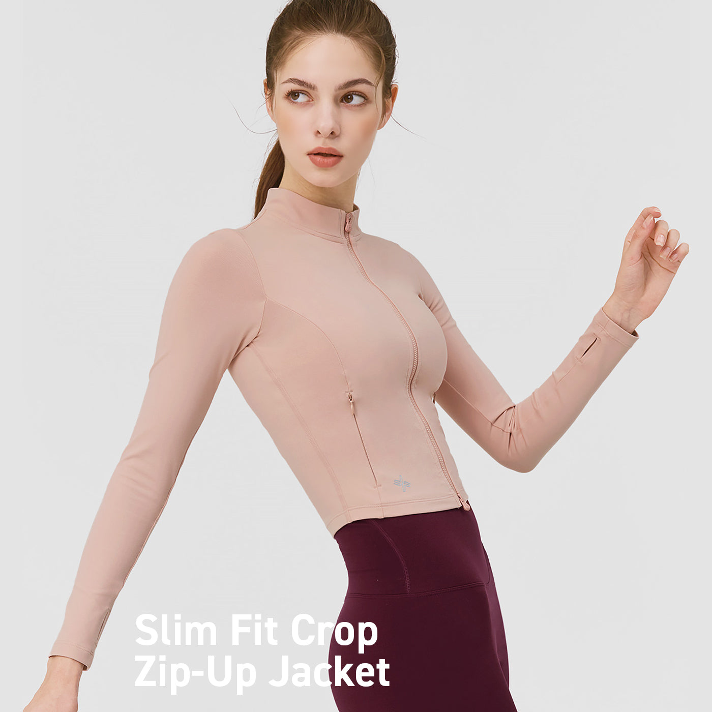 Slim Fit Crop Zipup Jacket Old Rose XEXYMIX Australia