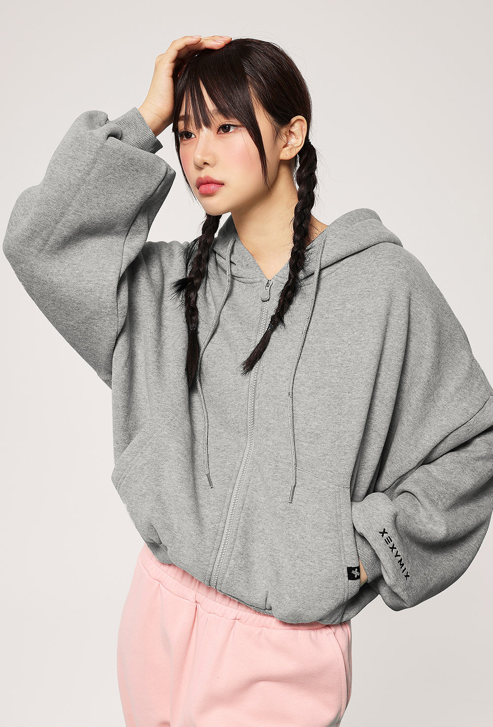 Napping Hood Zip-up - Melange Gray