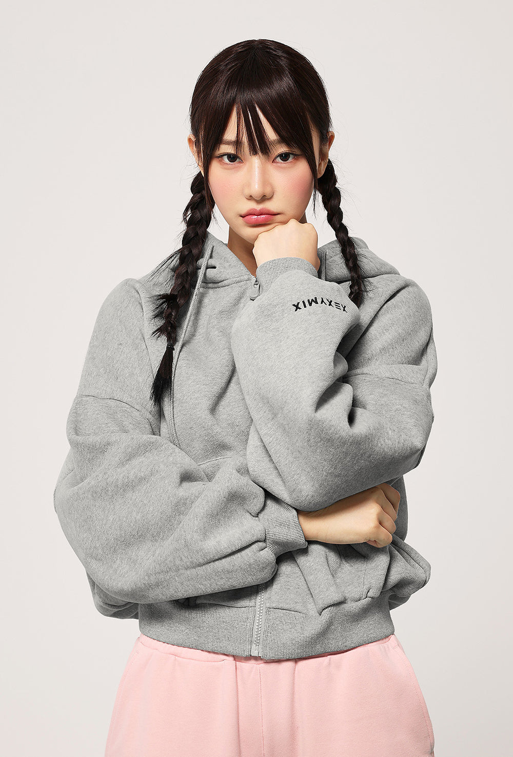 Napping Hood Zip-up - Melange Gray – XEXYMIX Australia