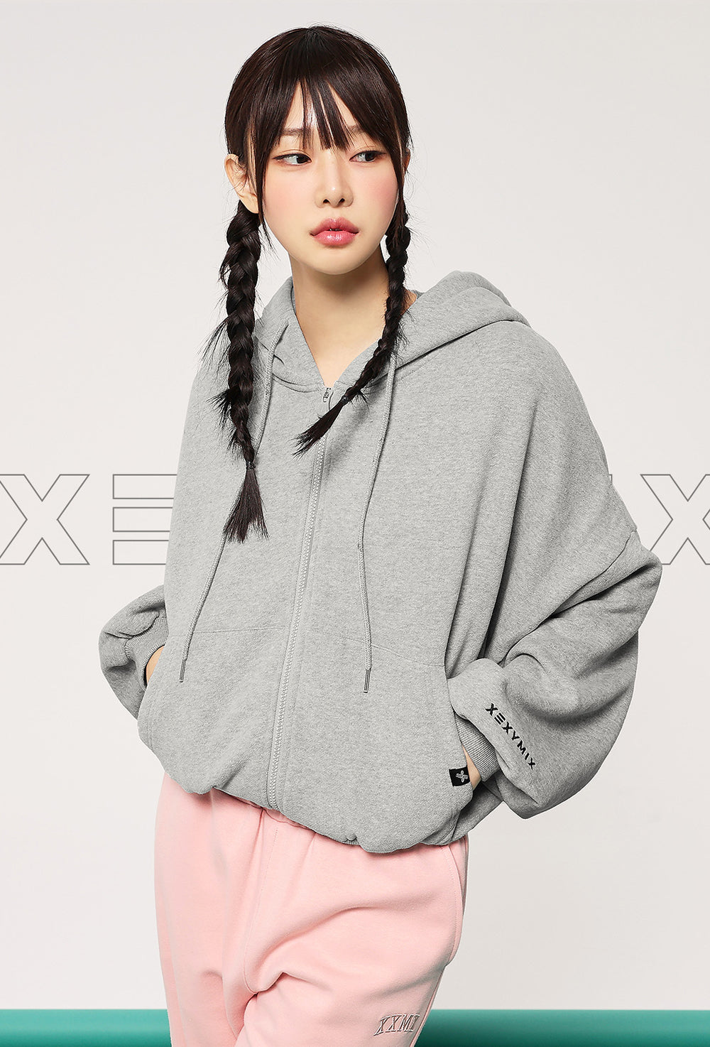 Napping Hood Zip-up - Melange Gray