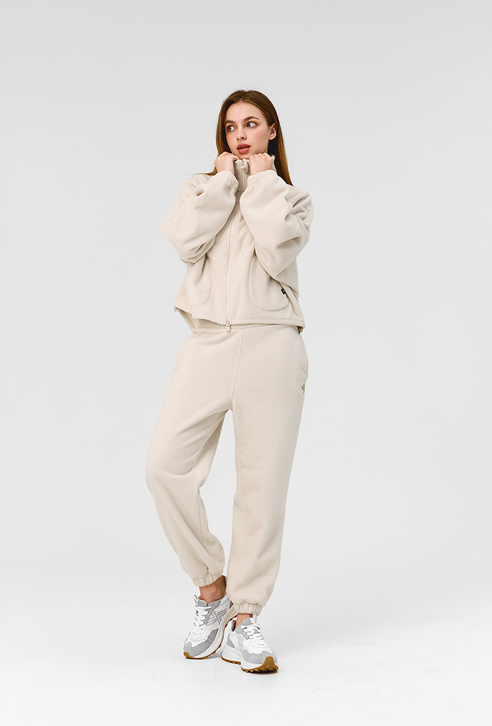 Basic Fleece Jogger Pants - Ash Cream