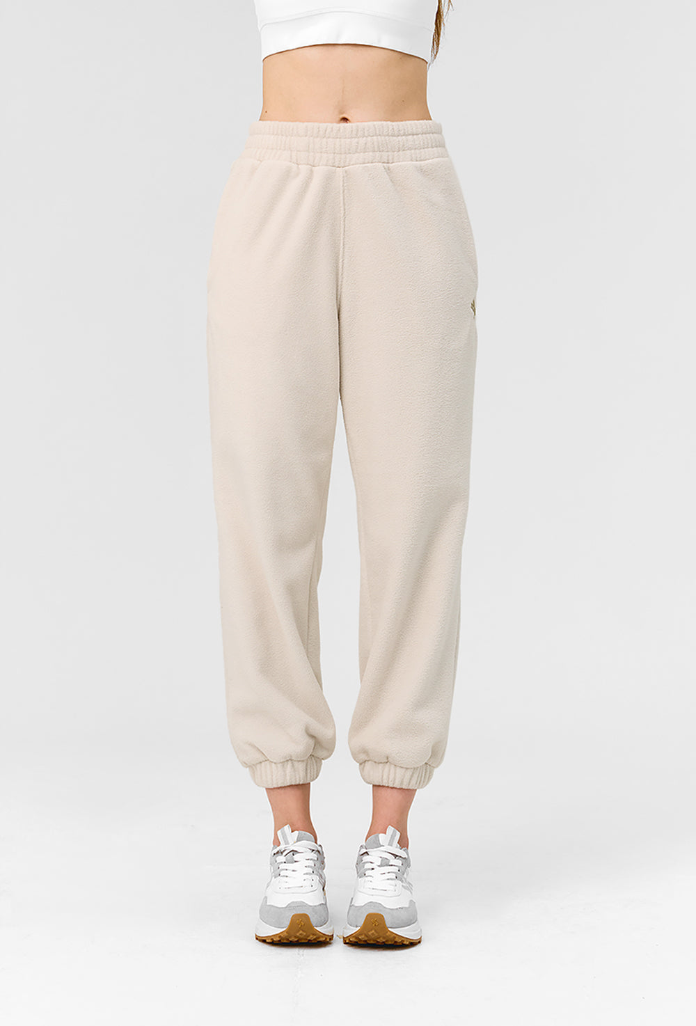 Basic Fleece Jogger Pants - Ash Cream