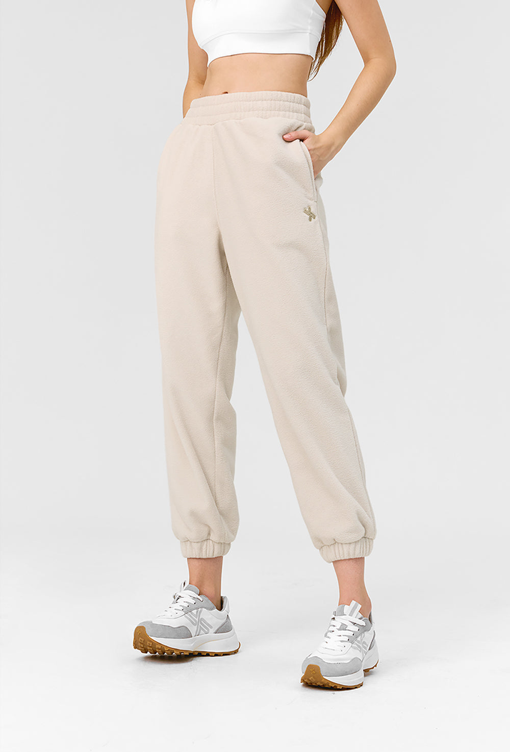 Basic Fleece Jogger Pants - Ash Cream