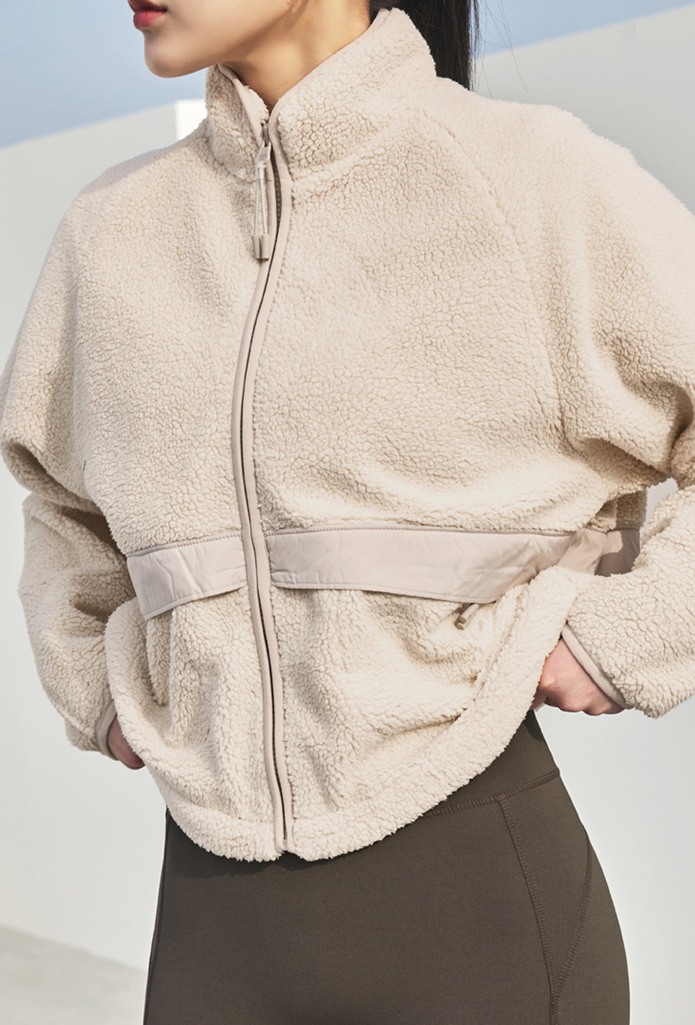 Soft Fleece Zip-Up Jacket - Ash Cream