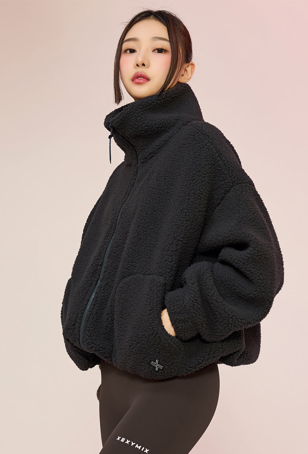 Sherpa High Neck Jumper - Charcoal Gray