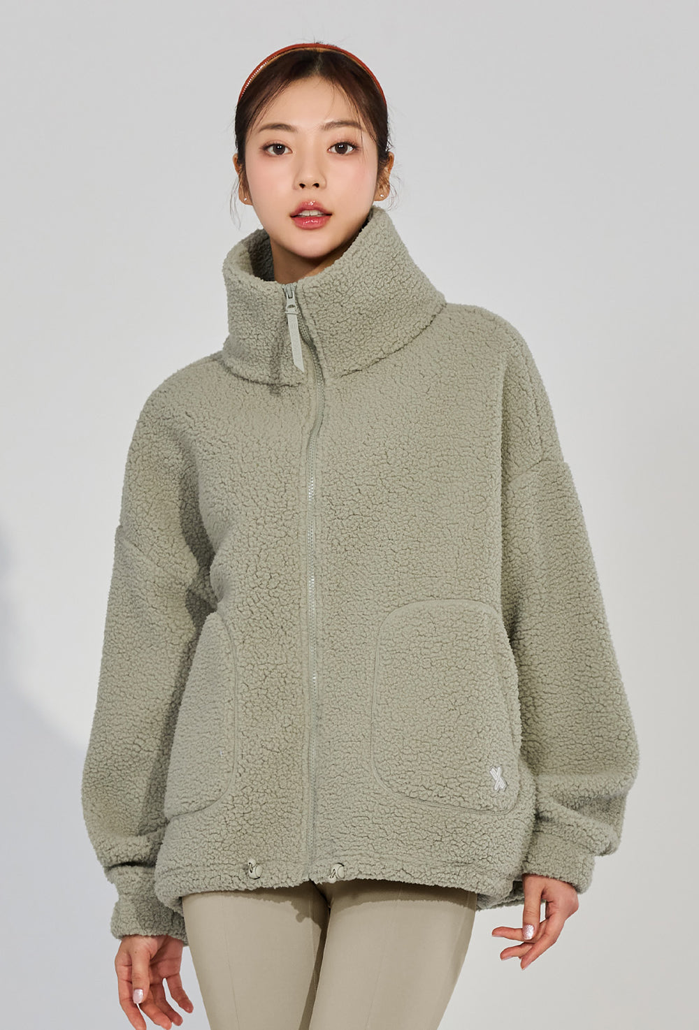 Sherpa High Neck Jumper - Sage Stone