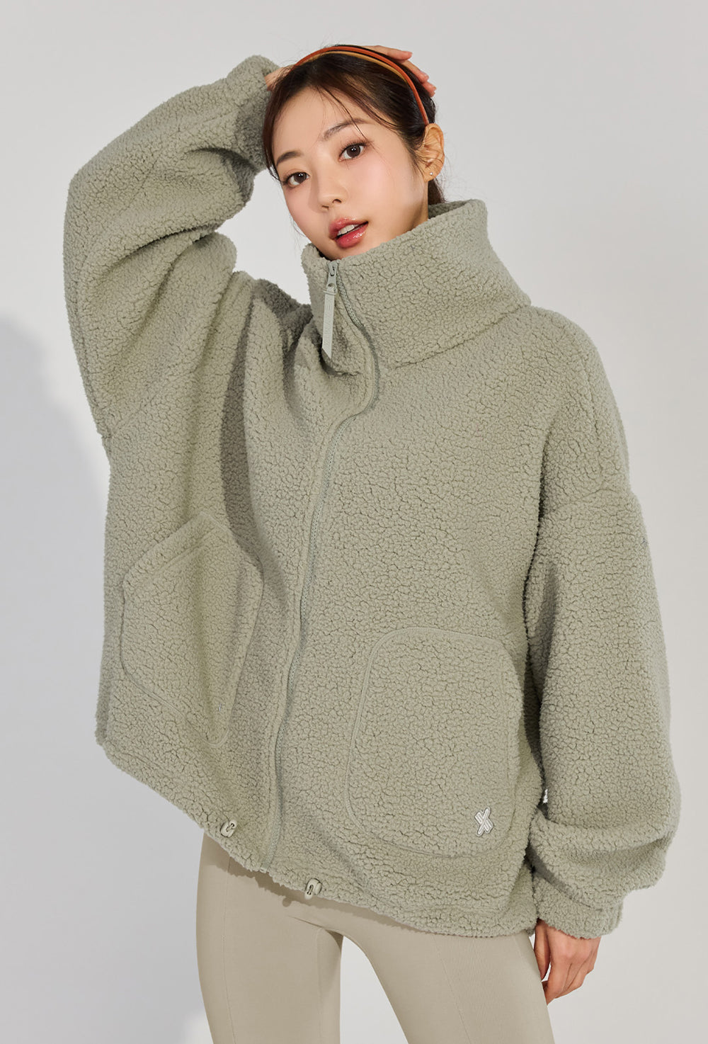 Sherpa High Neck Jumper - Sage Stone