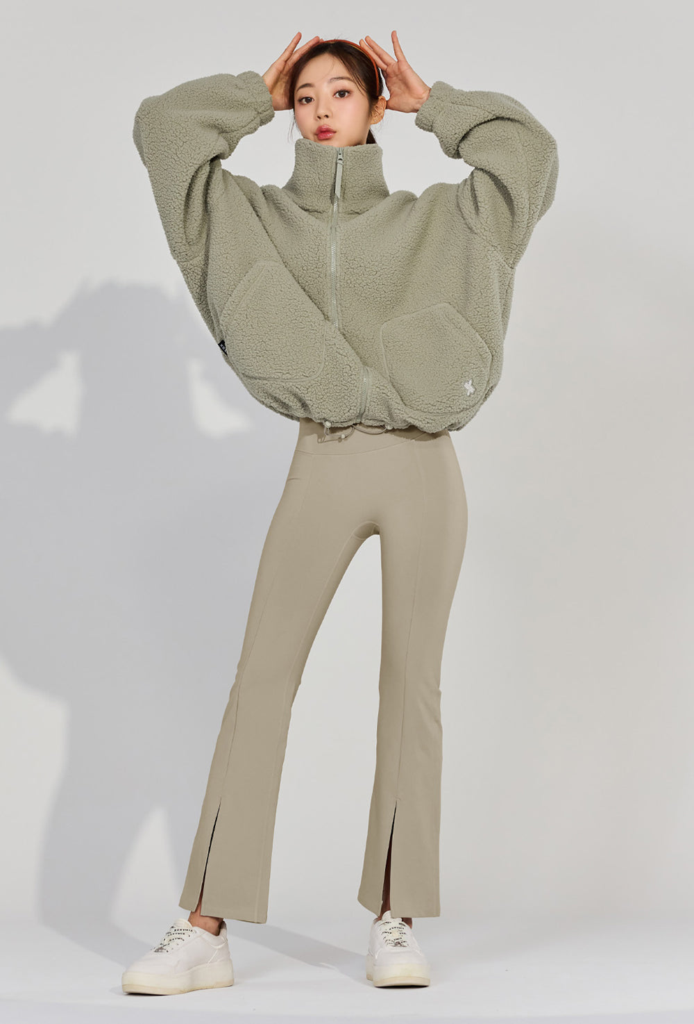 Sherpa High Neck Jumper - Sage Stone