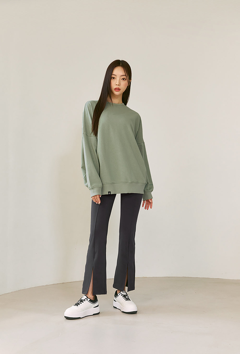 Back Open Loose Fit Sweatshirt - Shimmer Sage (Clearance)