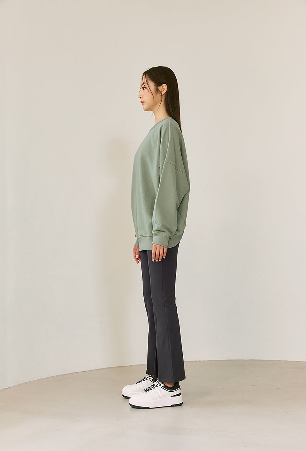 Back Open Loose Fit Sweatshirt - Shimmer Sage (Clearance)