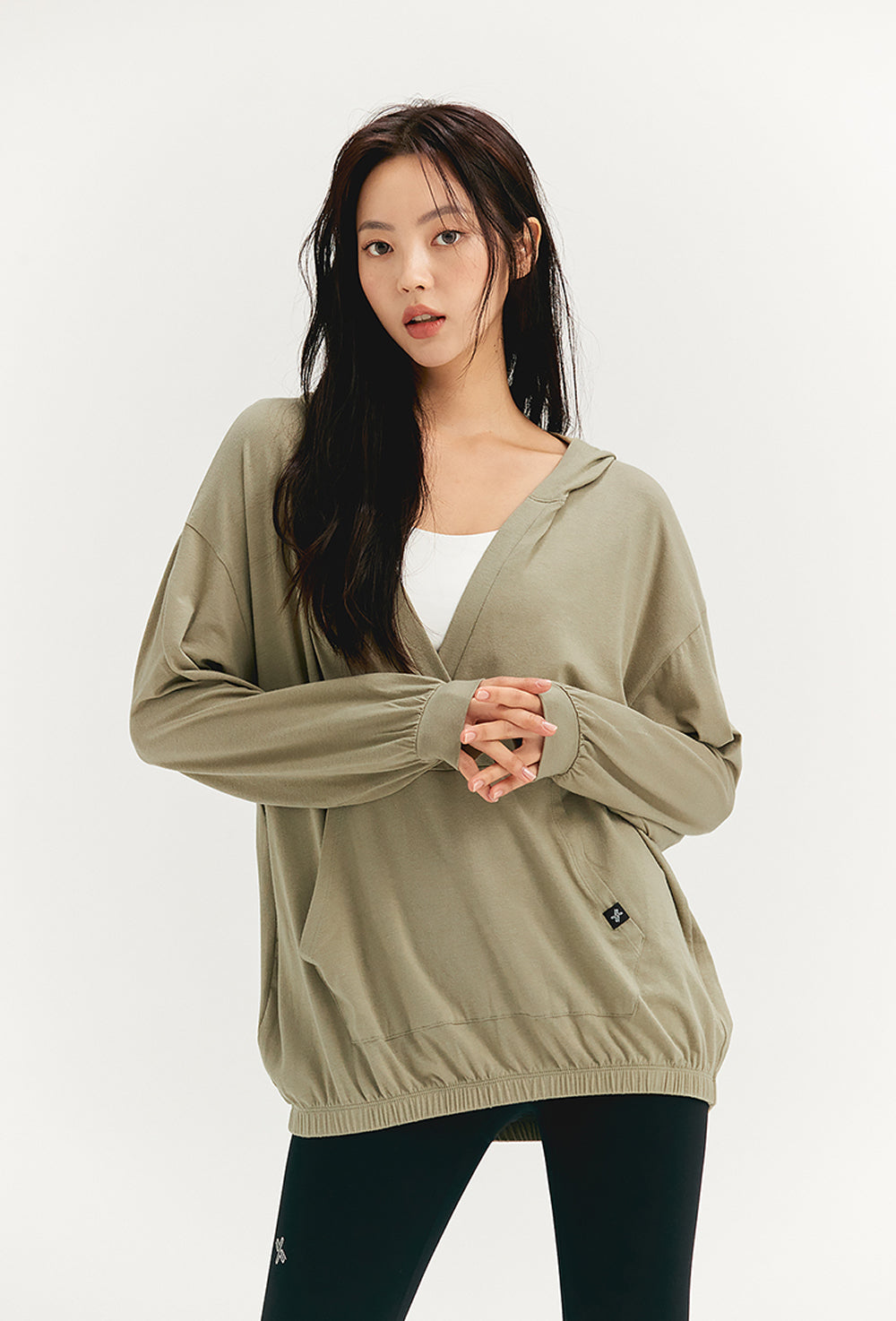 Loose Fit Cover-up Hood - Olive Drap