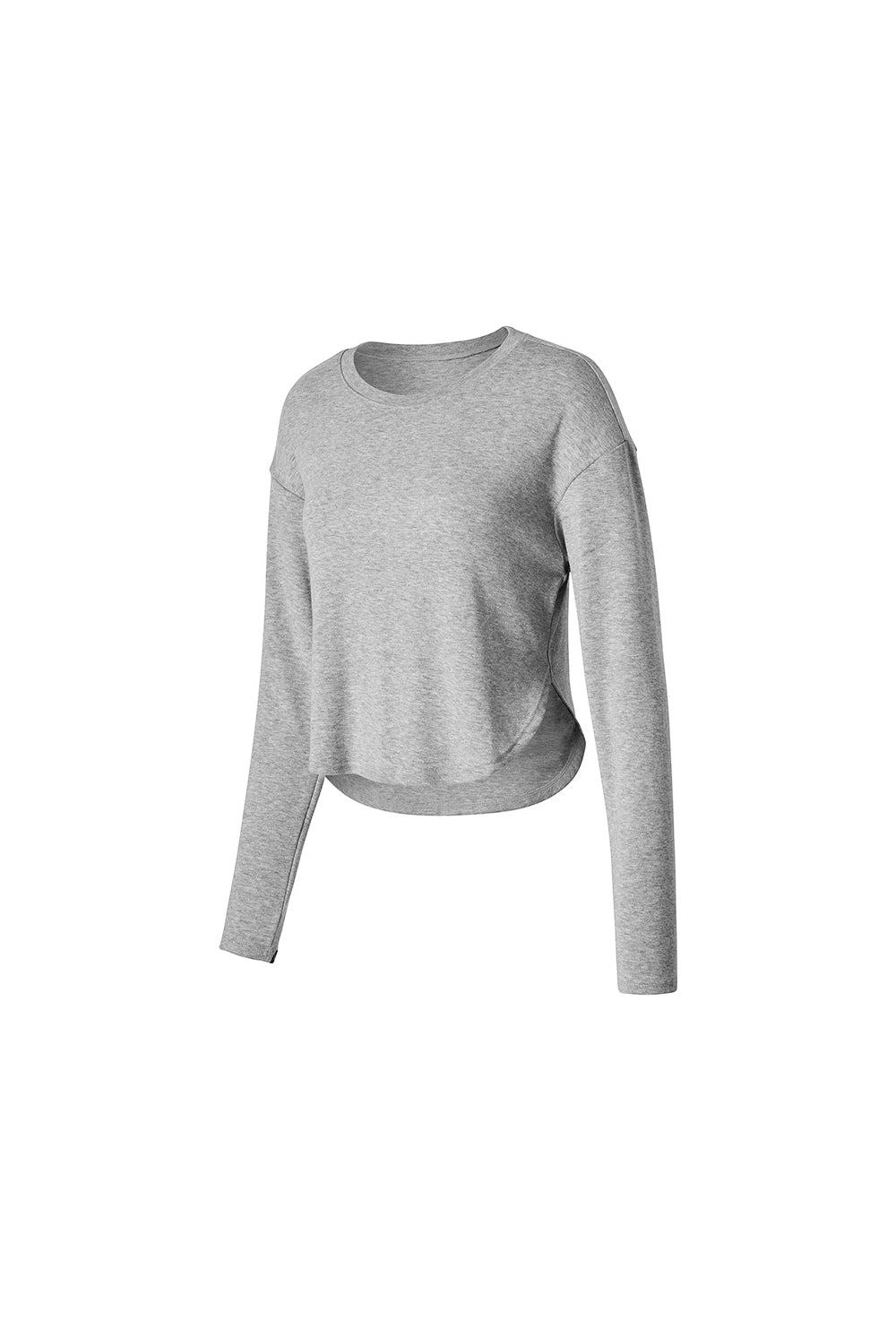 Easy Round Crop Long Sleeve - Melange Gray