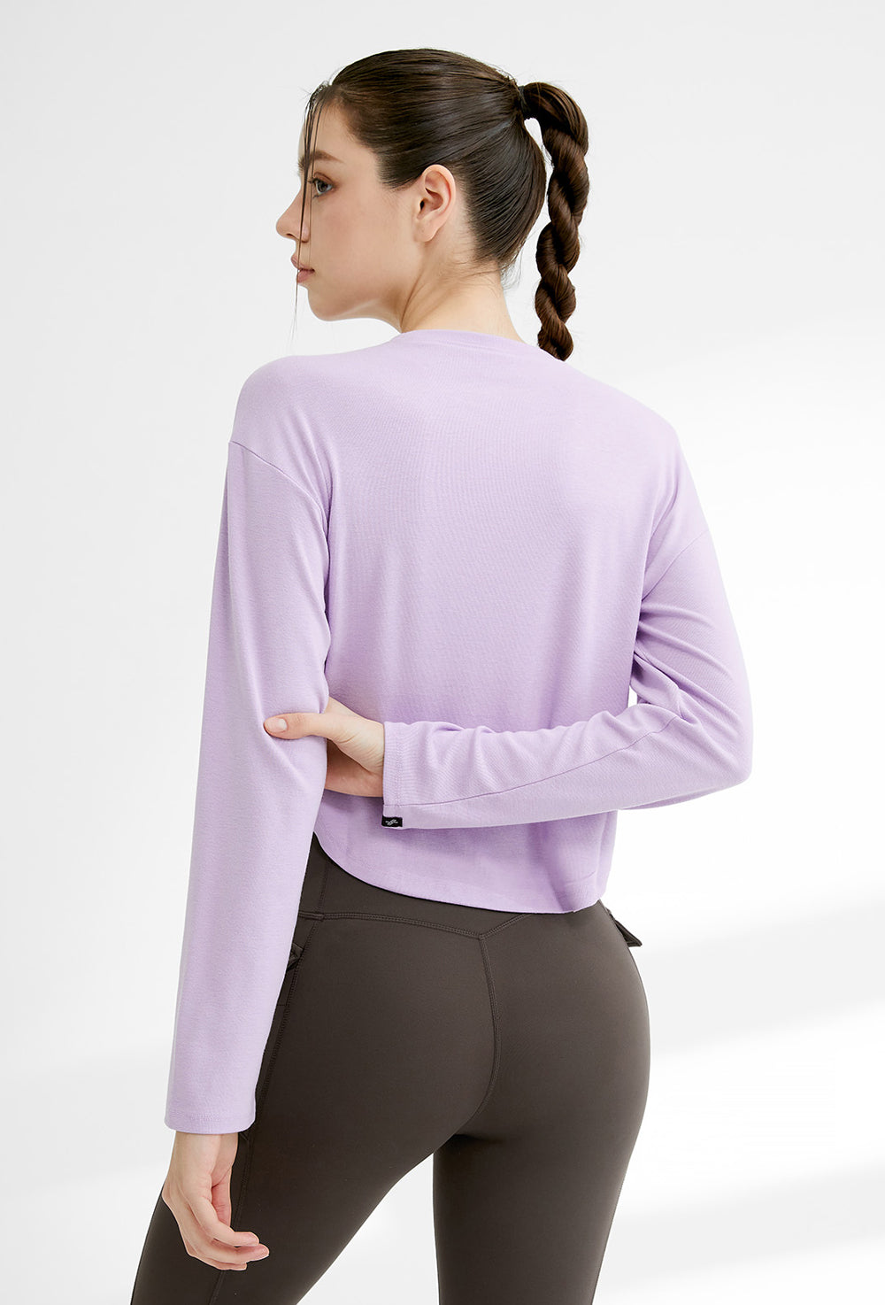 Easy Round Crop Long Sleeve - Awesome Lavender