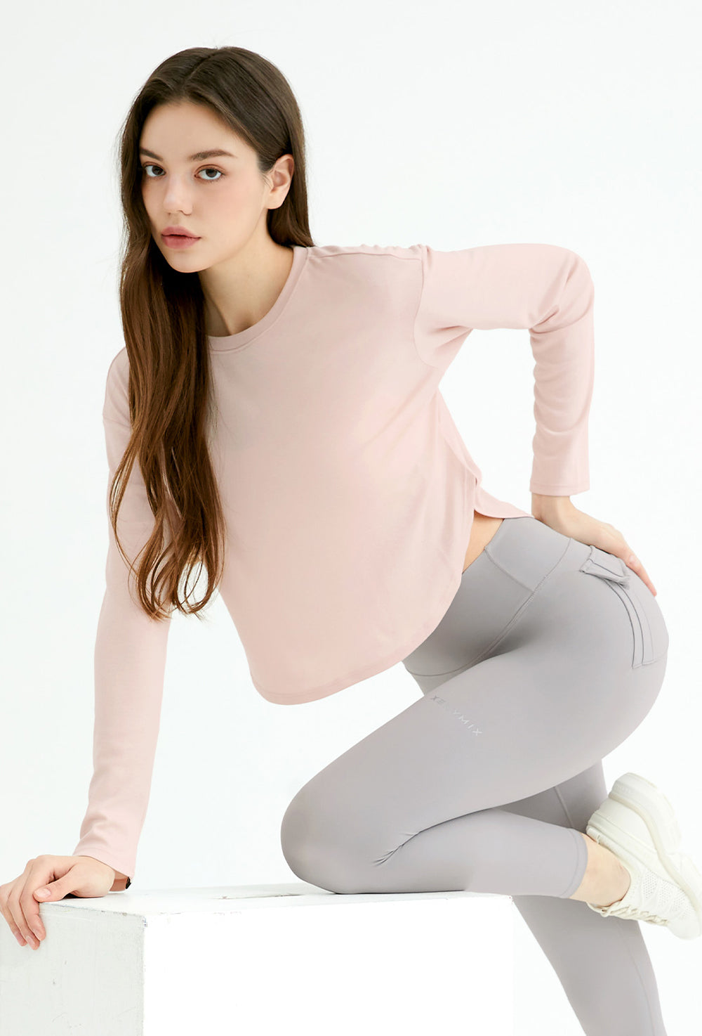 Easy Round Crop Long Sleeve - Soft Pink